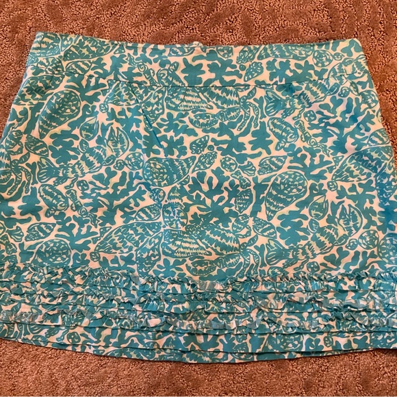 Lilly Pulitzer Turquoise Coral Pattern Mini Skirt - Picture 1 of 5